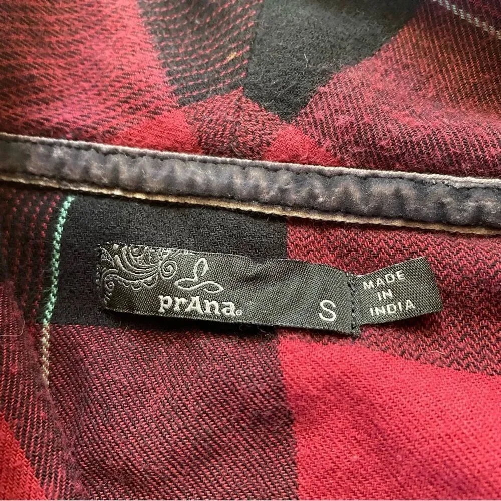 PRANA S Frosty Flake Organic Cotton Buffalo Plaid Flannel Pajama Top Winter Warm